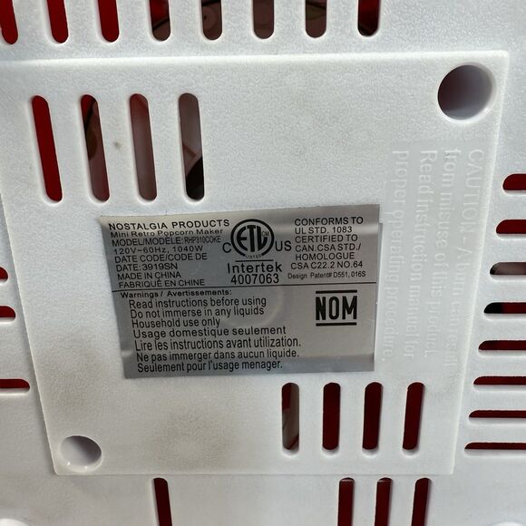 Nostalgia Coca Cola Popcorn Maker Air Popper Countertop Electric Red - Picture 6 of 6